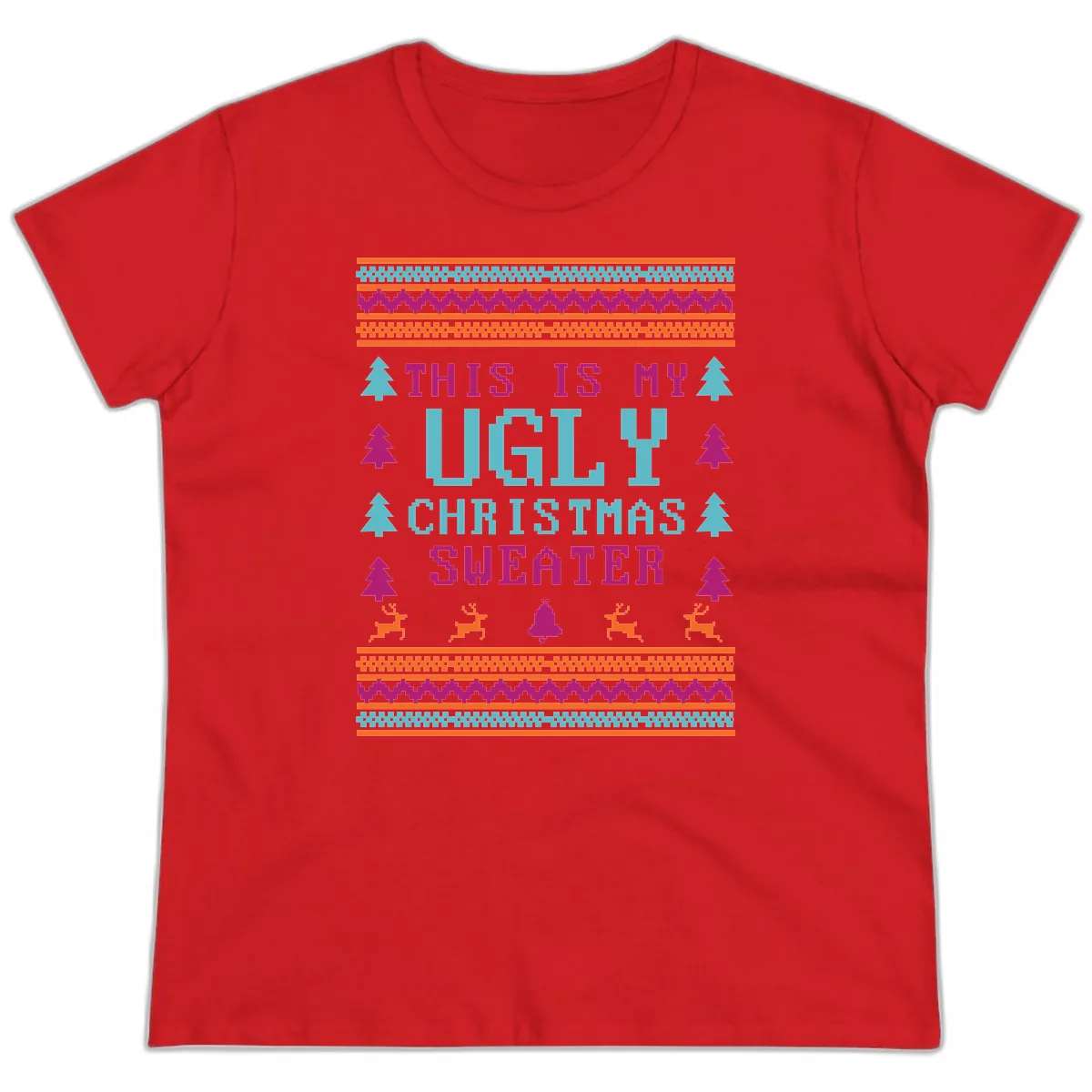 This Is My Ugly Christmas Sweater Ladies Tee in Red
