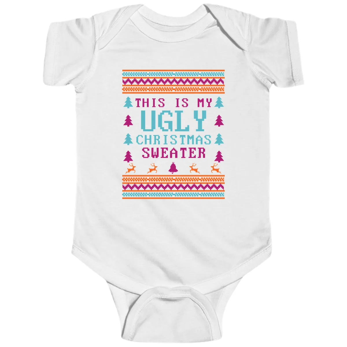 This Is My Ugly Christmas Sweater Baby Onesie in White