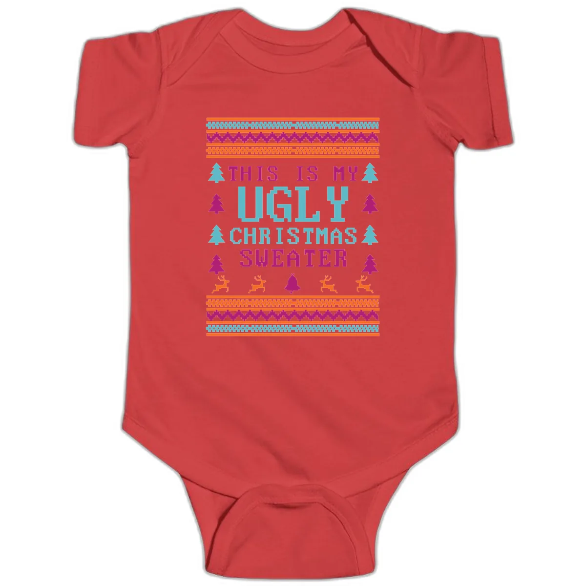 This Is My Ugly Christmas Sweater Baby Onesie in Red