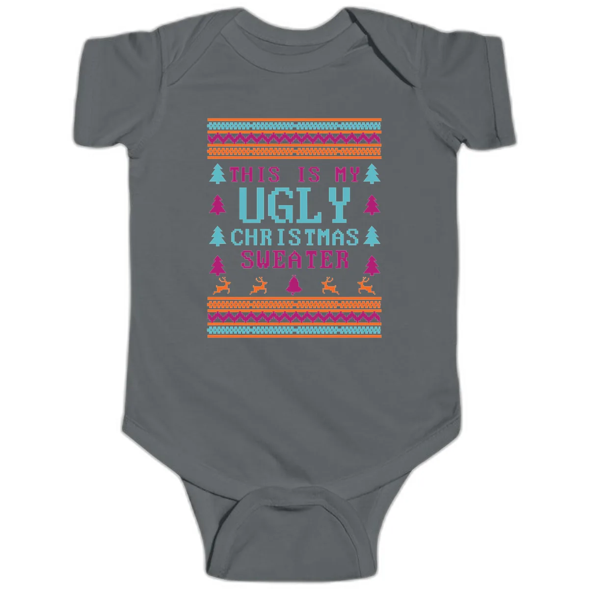 This Is My Ugly Christmas Sweater Baby Onesie in Charcoal
