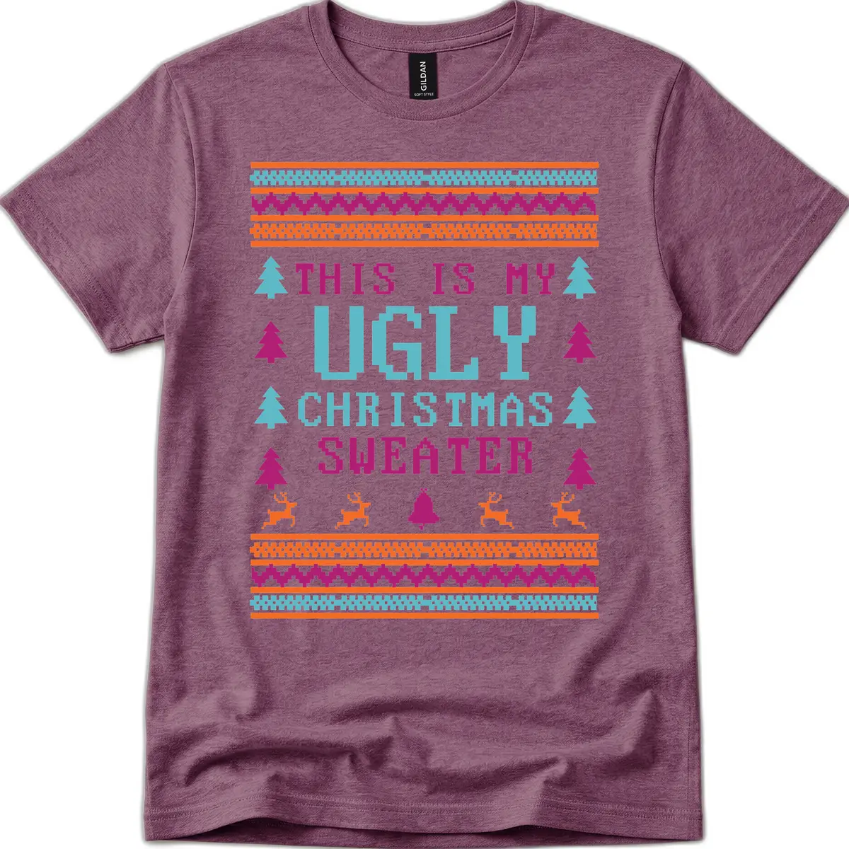 This Is My Ugly Christmas Sweater T-Shirt in Heather Maroon