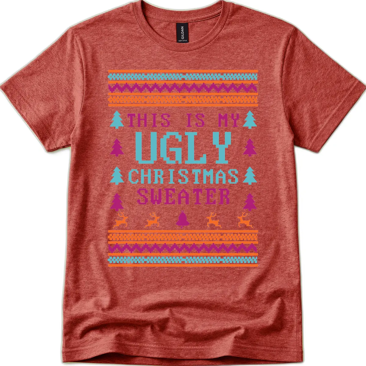 This Is My Ugly Christmas Sweater T-Shirt in Heather Cardinal