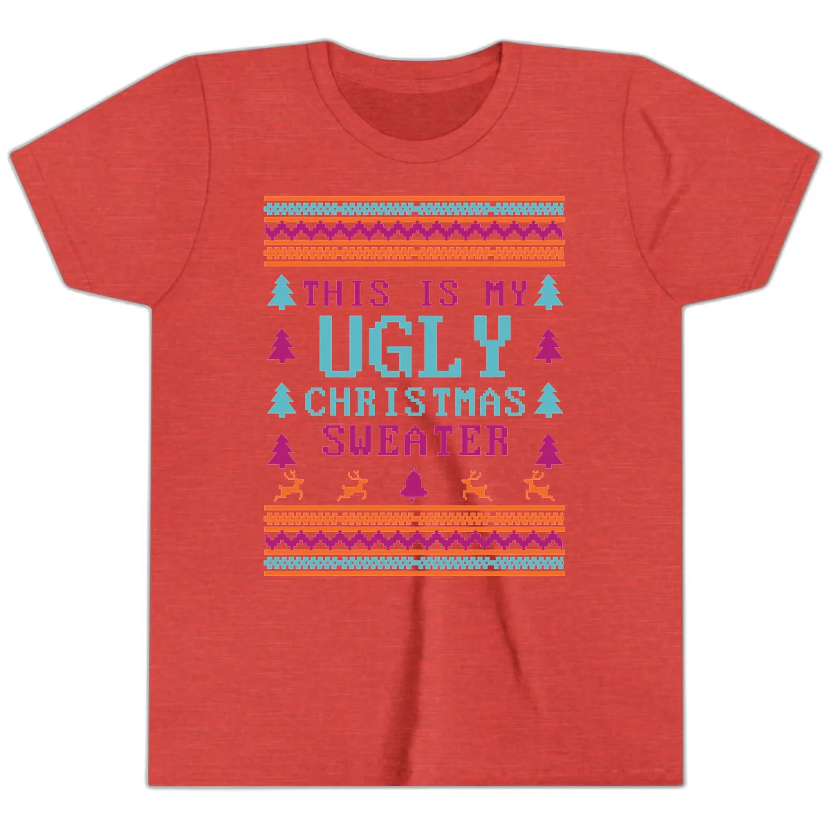 This Is My Ugly Christmas Sweater Youth T-Shirt in Heather Red
