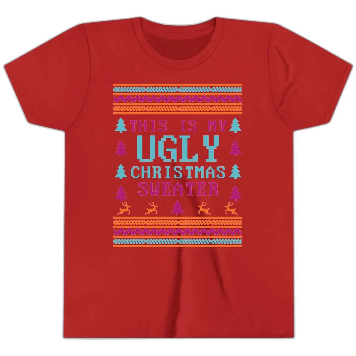 This Is My Ugly Christmas Sweater Youth T-Shirt in Red