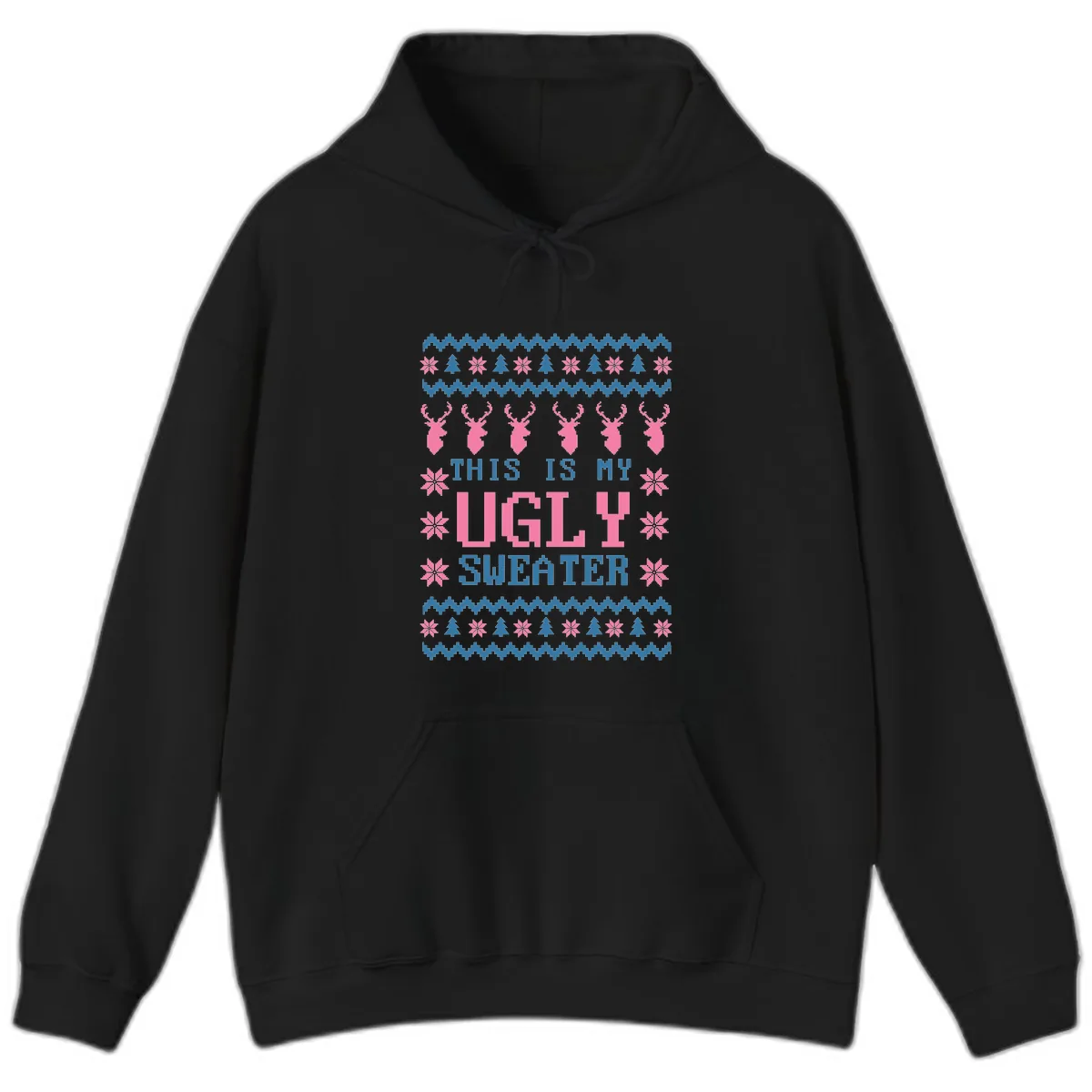 My Ugly Christmas Sweater Party Design Hoodie in Black