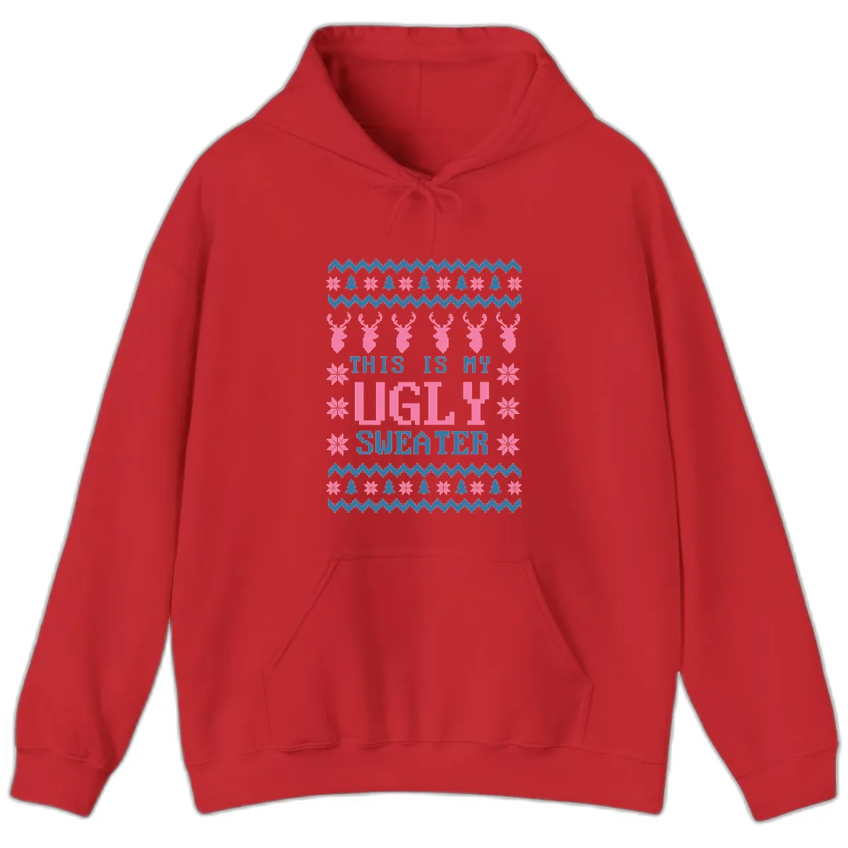 My Ugly Christmas Sweater Party Design Hoodie in Red