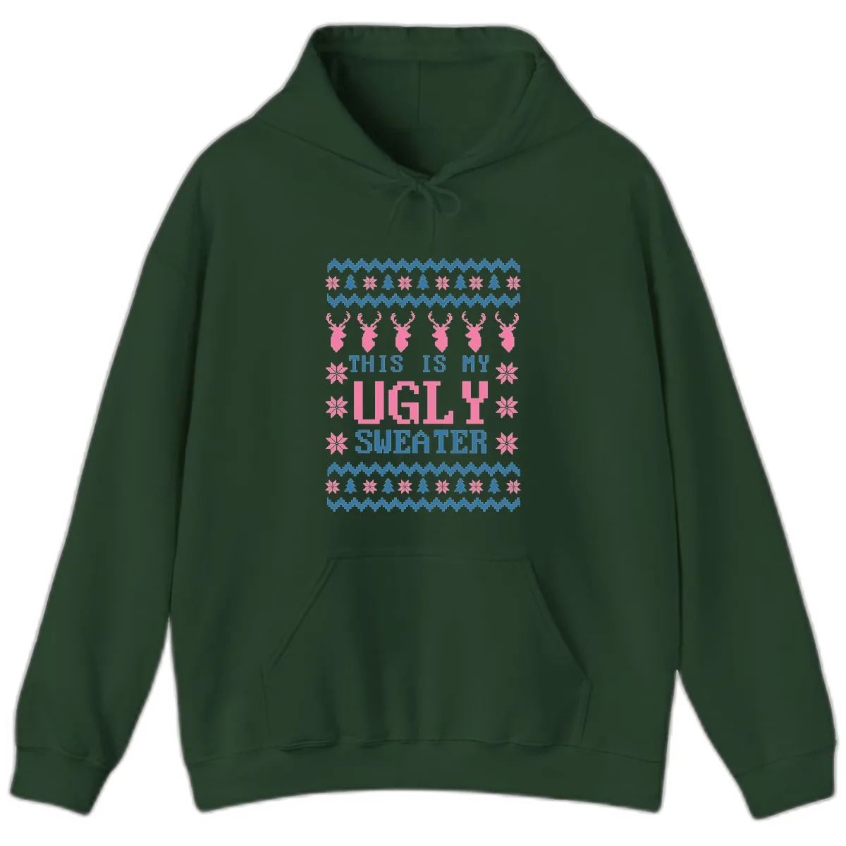 My Ugly Christmas Sweater Party Design Hoodie in Forest Green