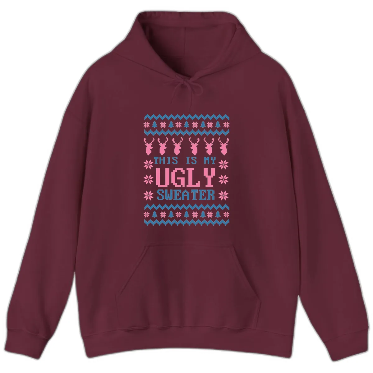 My Ugly Christmas Sweater Party Design Hoodie in Maroon