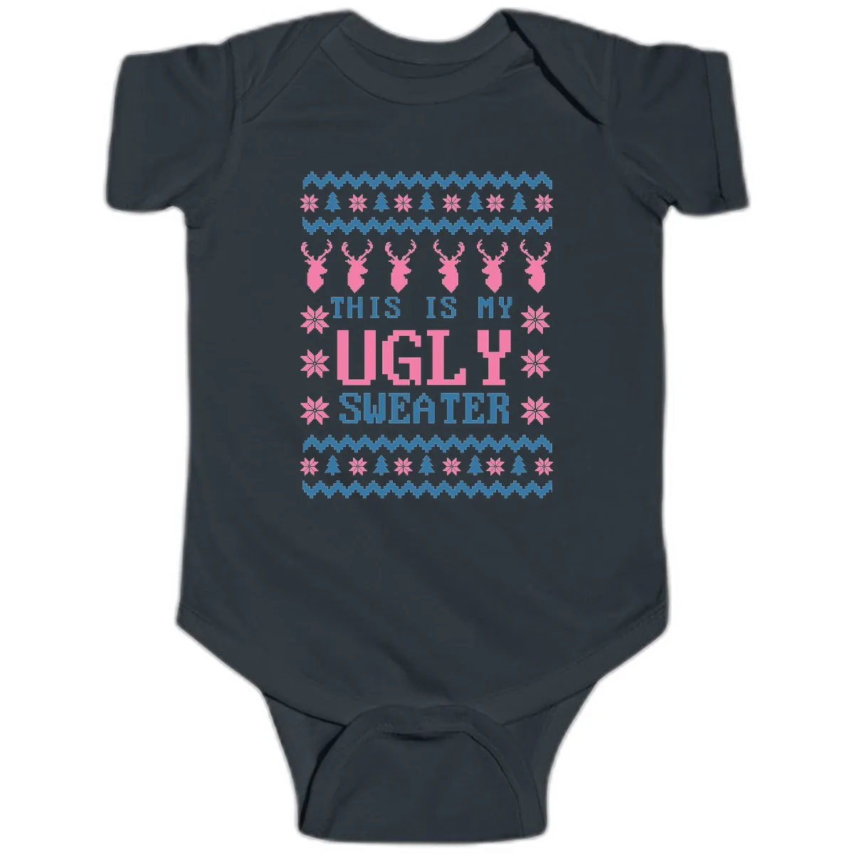 My Ugly Christmas Sweater Party Design Baby Onesie in Black