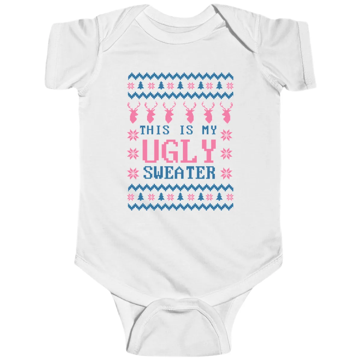 My Ugly Christmas Sweater Party Design Baby Onesie in White