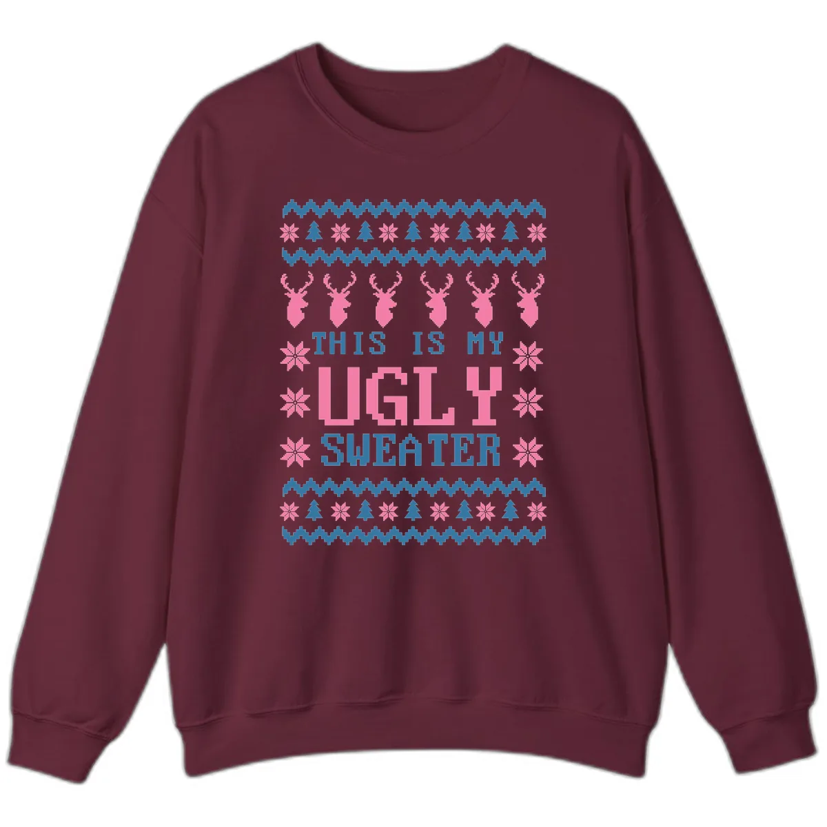 My Ugly Christmas Sweater Party Design Sweatshirt in Maroon
