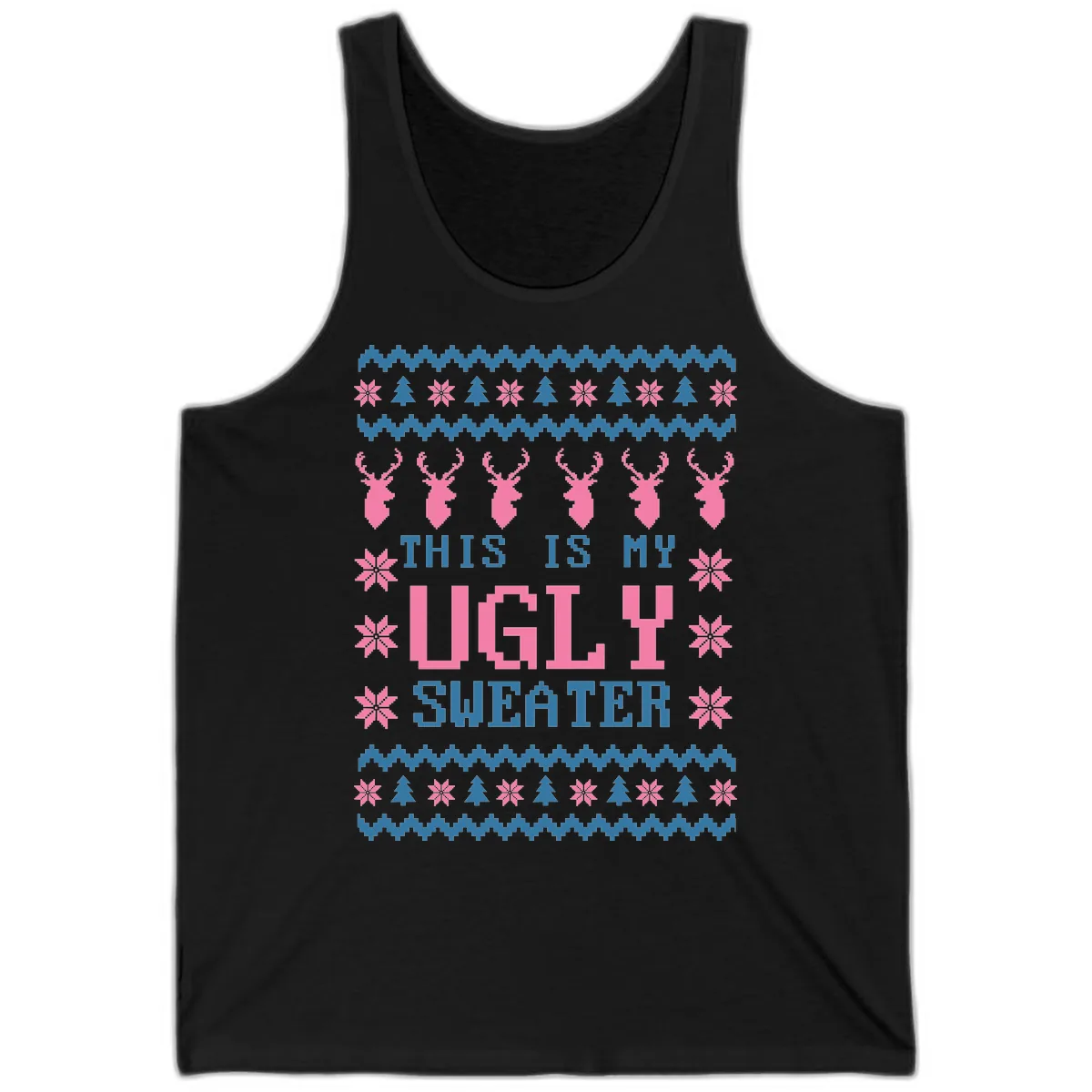 My Ugly Christmas Sweater Party Design Tank in Black