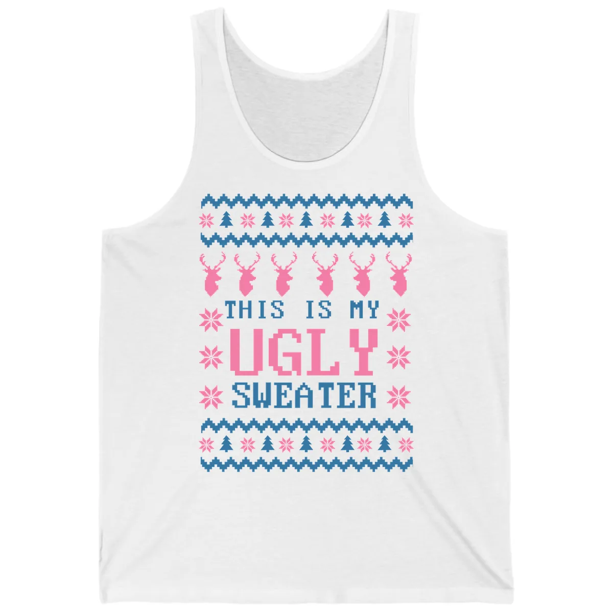 My Ugly Christmas Sweater Party Design Tank in White