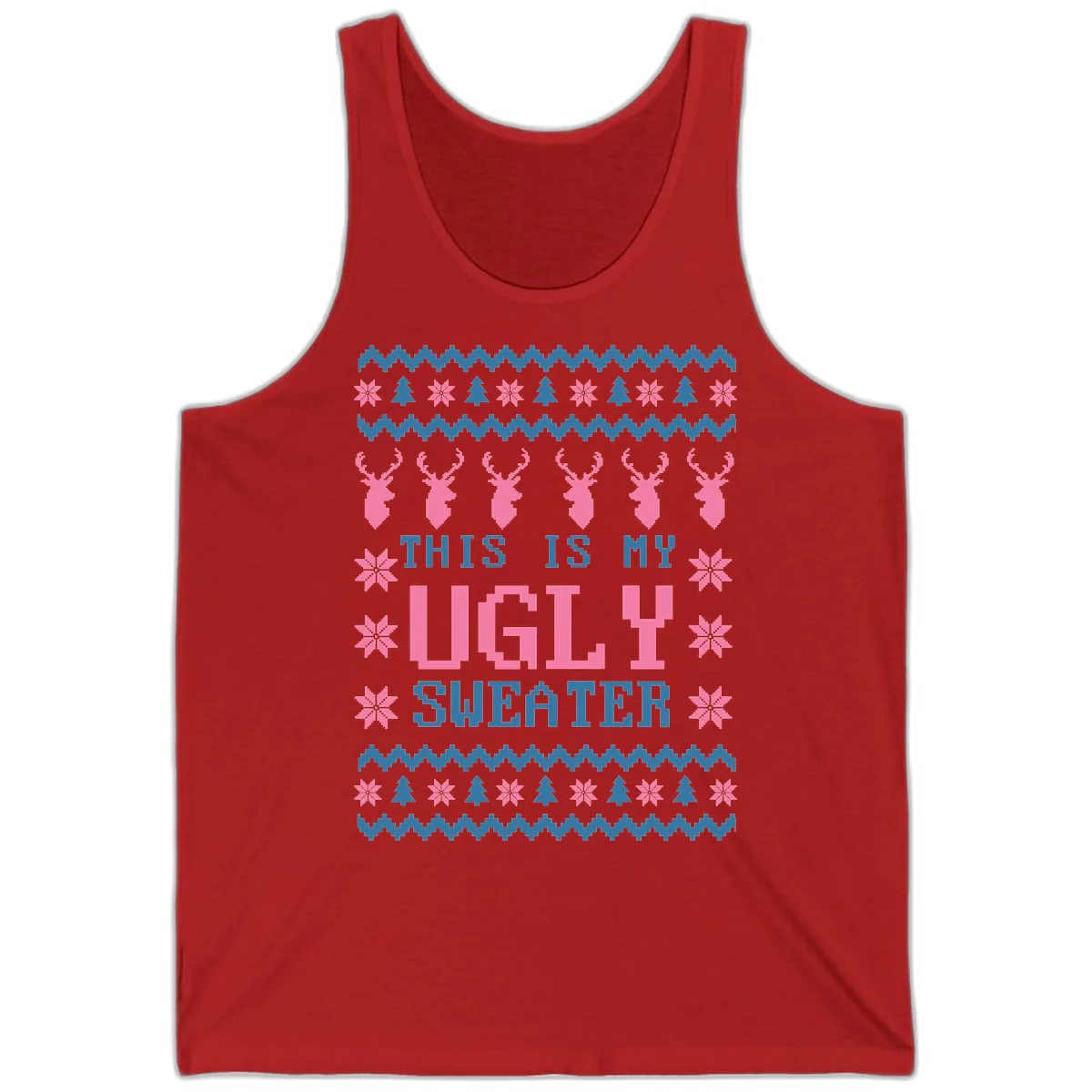 My Ugly Christmas Sweater Party Design Tank in Red