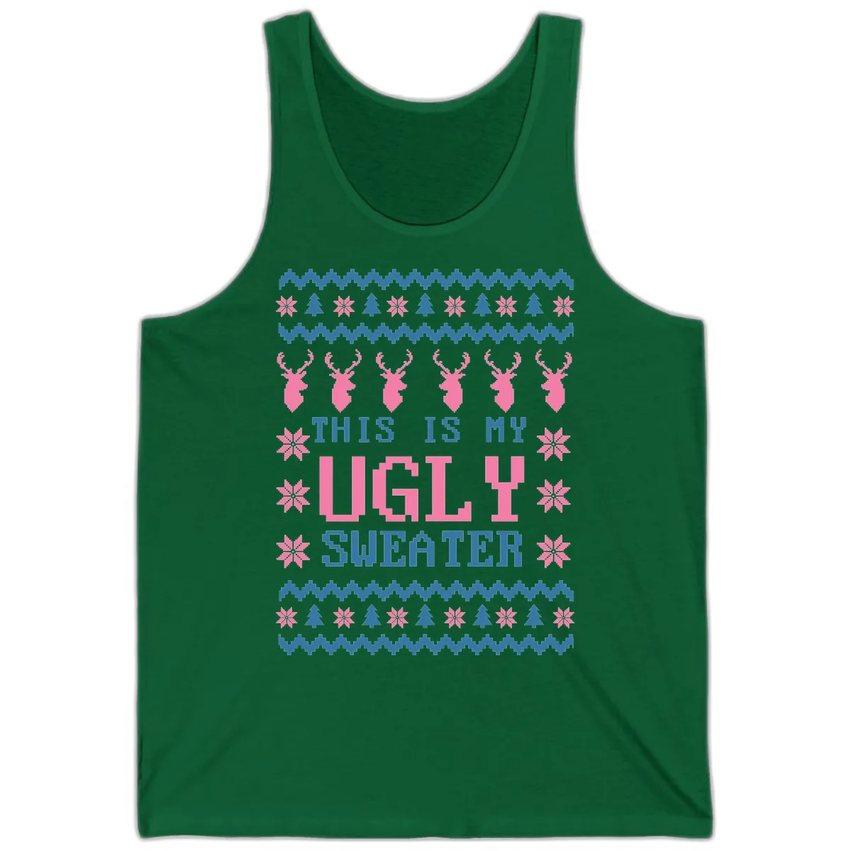 My Ugly Christmas Sweater Party Design Tank in Kelly