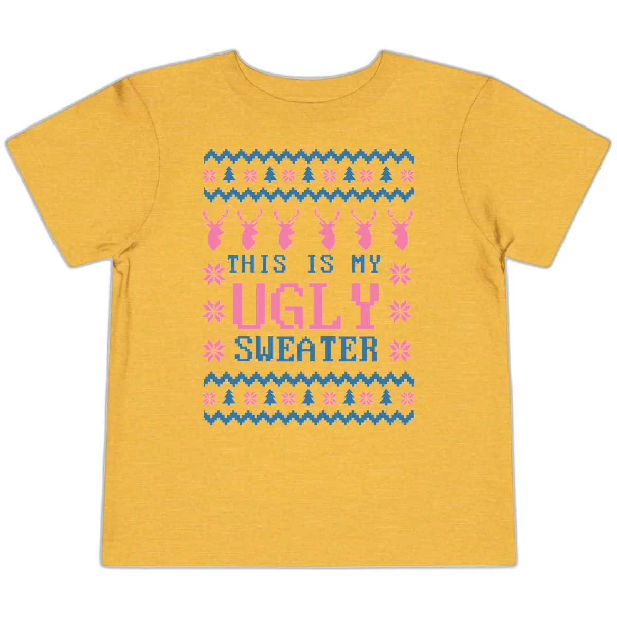 My Ugly Christmas Sweater Party Design Toddler T-Shirt in Heather Yellow Gold