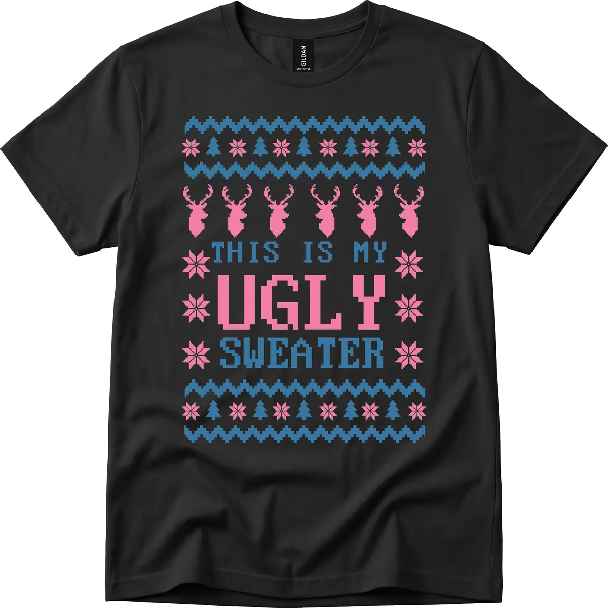My Ugly Christmas Sweater Party Design T-Shirt in Black