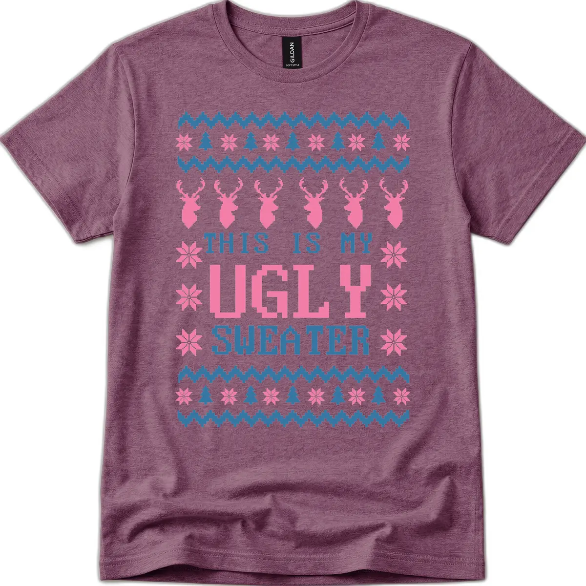 My Ugly Christmas Sweater Party Design T-Shirt in Heather Maroon