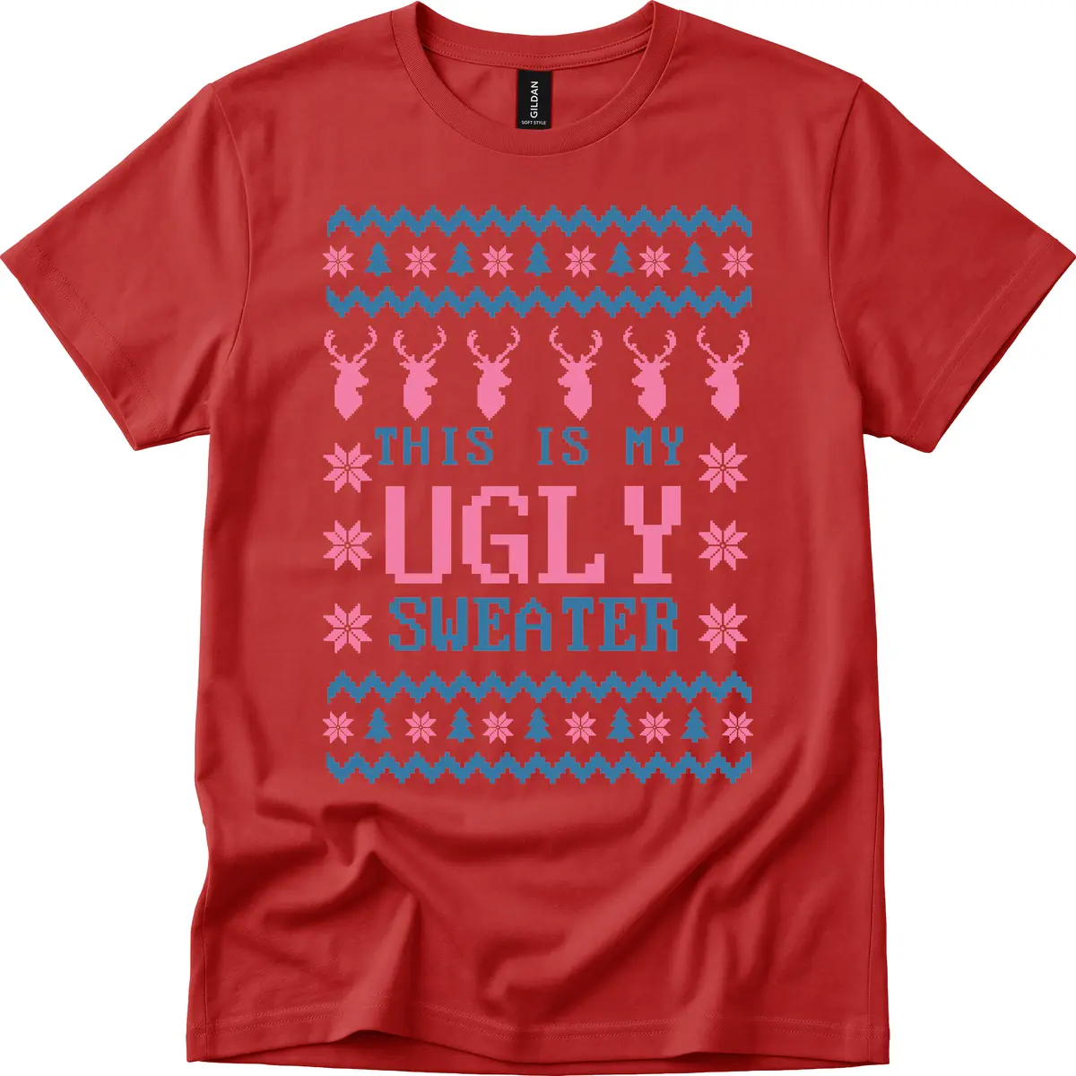 My Ugly Christmas Sweater Party Design T-Shirt in Red