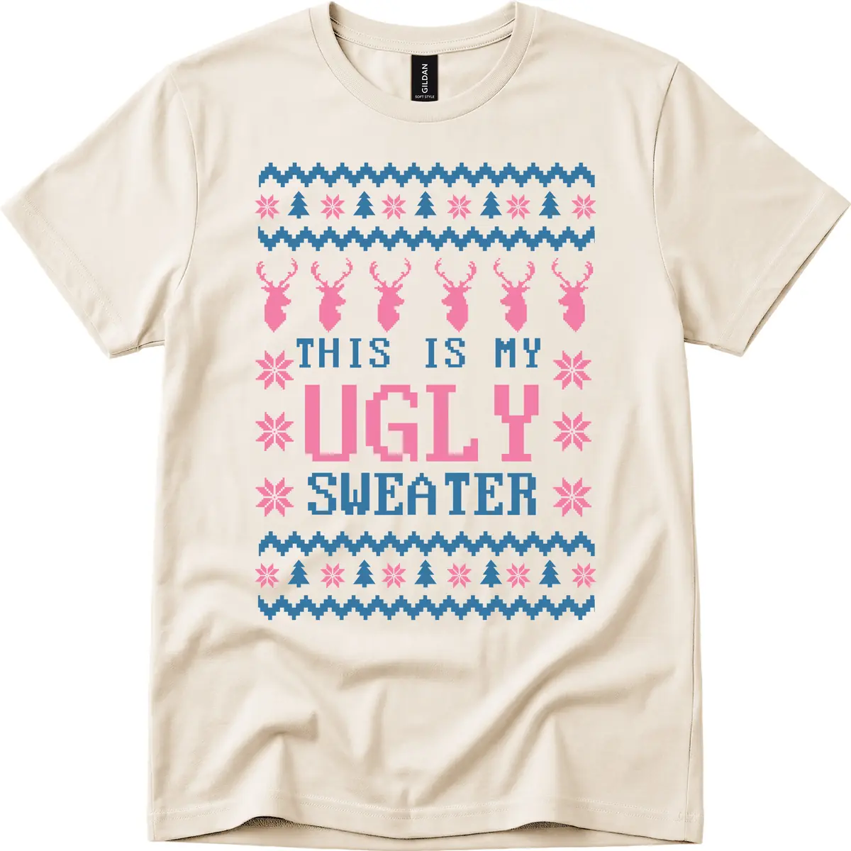 My Ugly Christmas Sweater Party Design T-Shirt in Natural