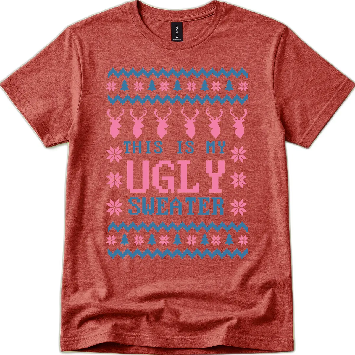 My Ugly Christmas Sweater Party Design T-Shirt in Heather Cardinal