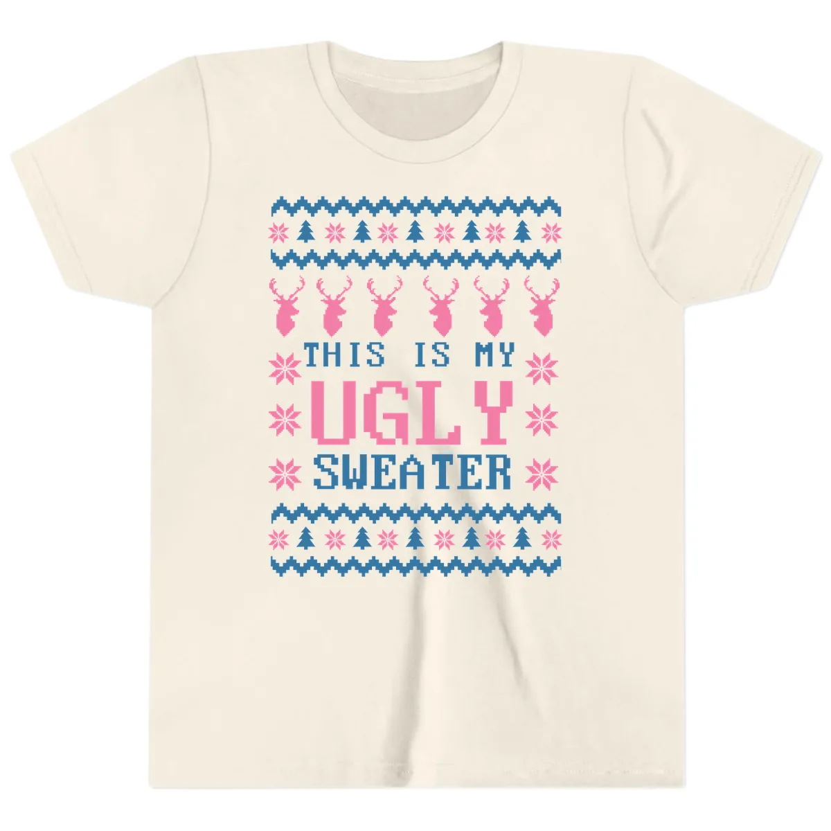 My Ugly Christmas Sweater Party Design Youth T-Shirt in Natural