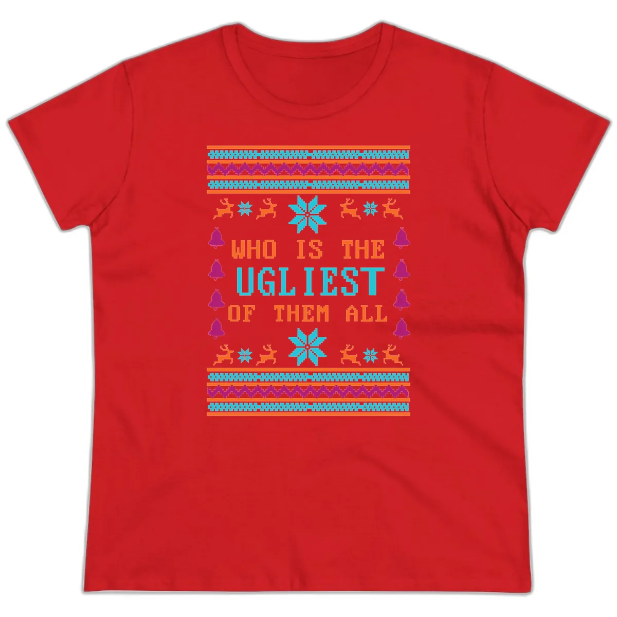 Who Is The Ugliest Of Them All Ladies Tee in Red