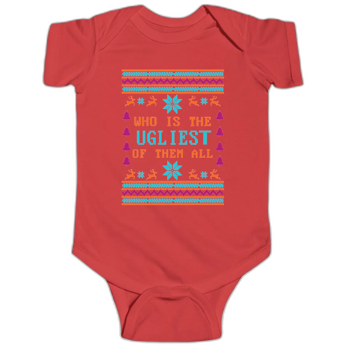 Who Is The Ugliest Of Them All Baby Onesie in Red