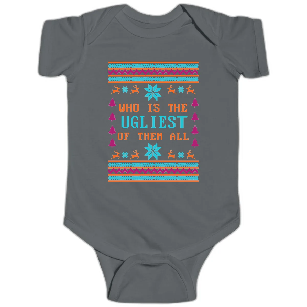 Who Is The Ugliest Of Them All Baby Onesie in Charcoal