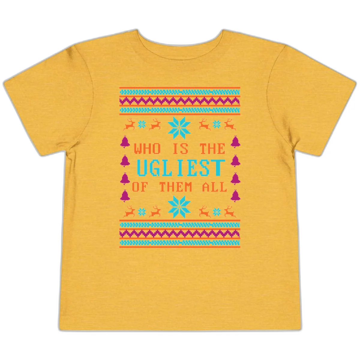 Who Is The Ugliest Of Them All Toddler T-Shirt in Heather Yellow Gold
