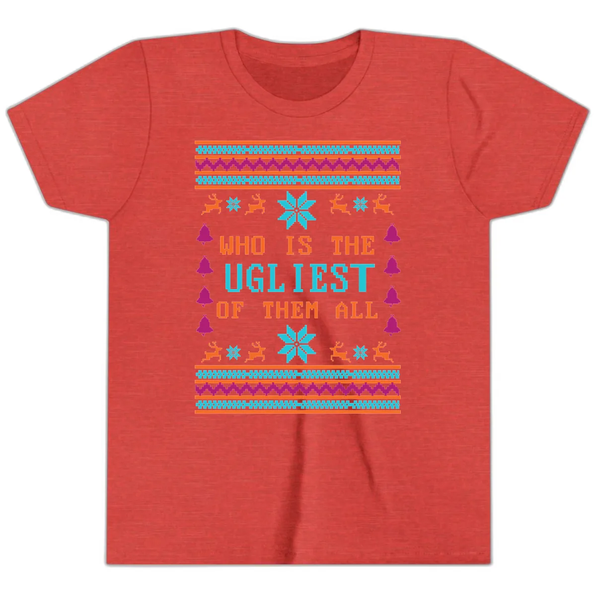 Who Is The Ugliest Of Them All Youth T-Shirt in Heather Red