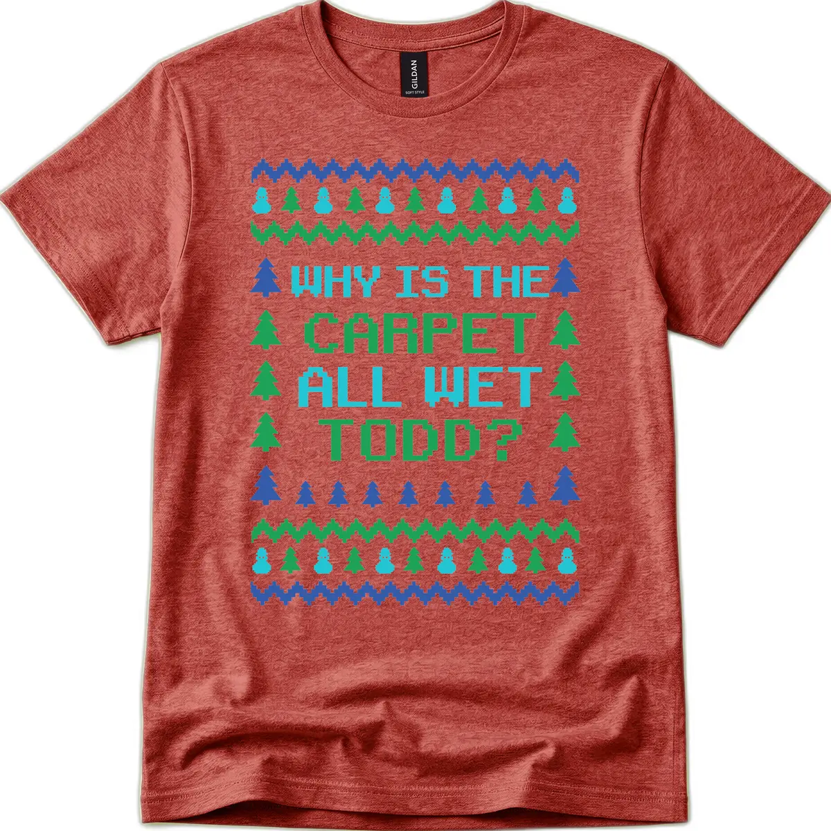 Why Is The Carpet All Wet Todd T-Shirt in Heather Cardinal