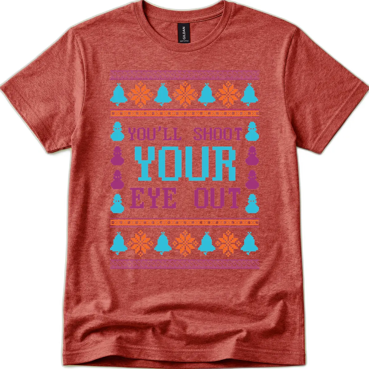 You'll Shoot Your Eye Out Christmas T-Shirt in Heather Cardinal