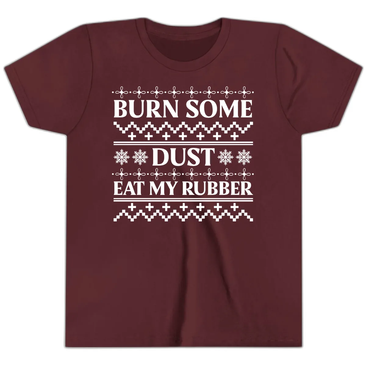 Burn Some Dust Eat My Rubber Youth T-Shirt in Maroon