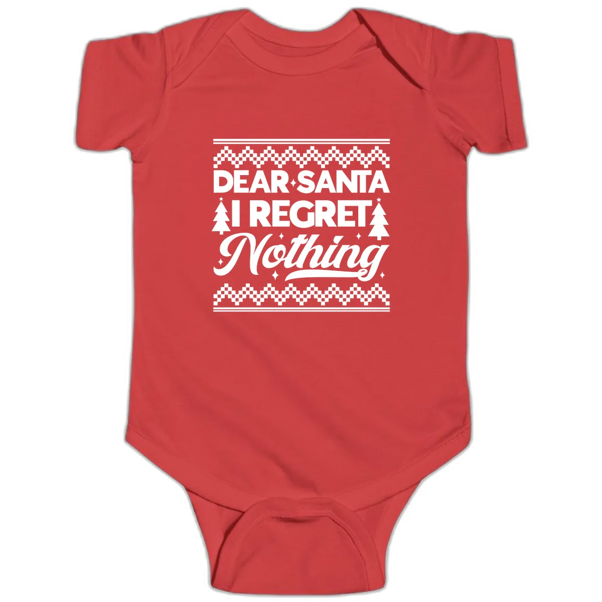 Dear Santa I Regret Nothing Christmas Apparel Baby Onesie in Red