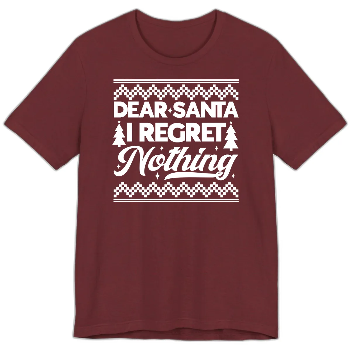 Dear Santa I Regret Nothing Christmas Apparel Premium T-Shirt in Heather Cardinal