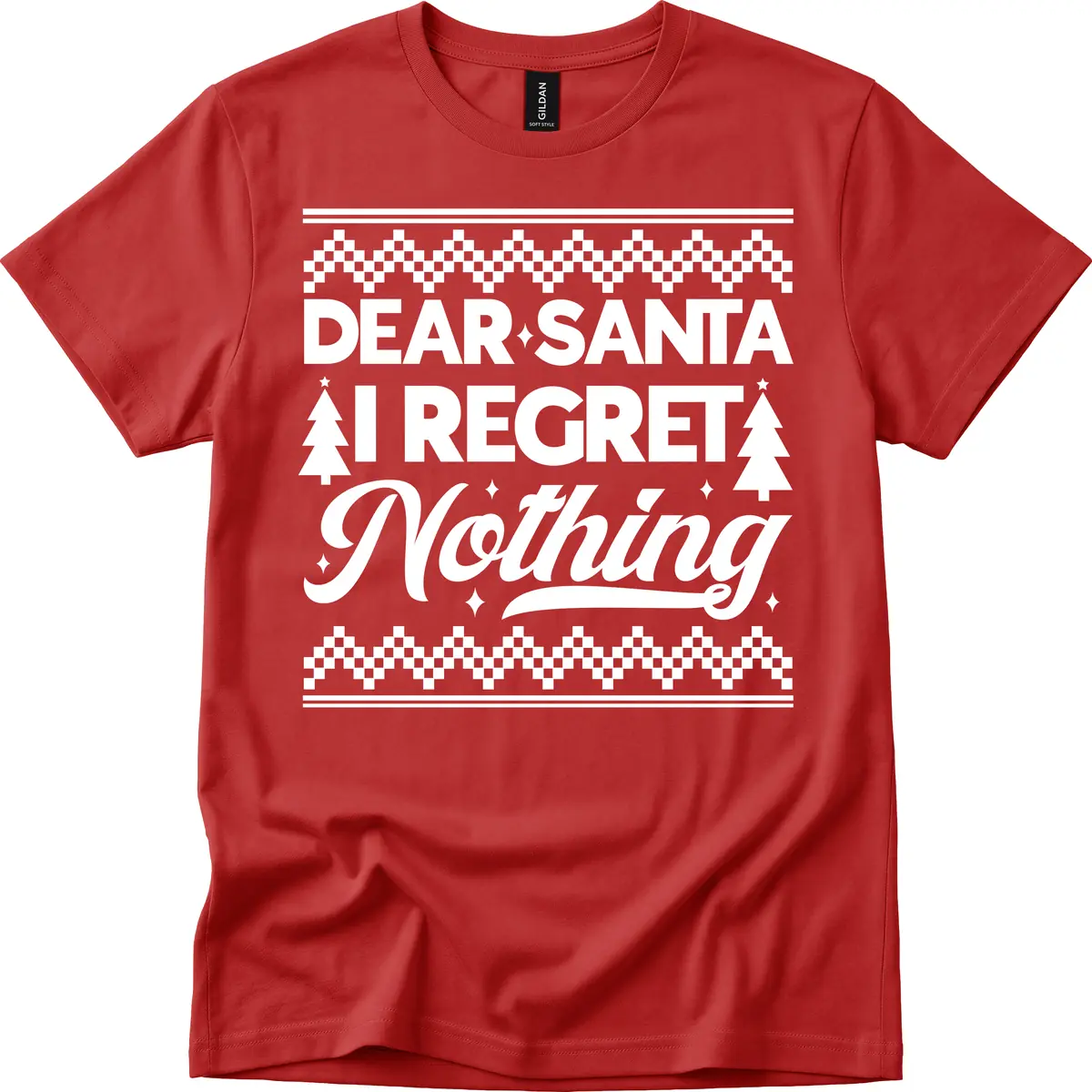 Dear Santa I Regret Nothing Christmas Apparel T-Shirt in Red