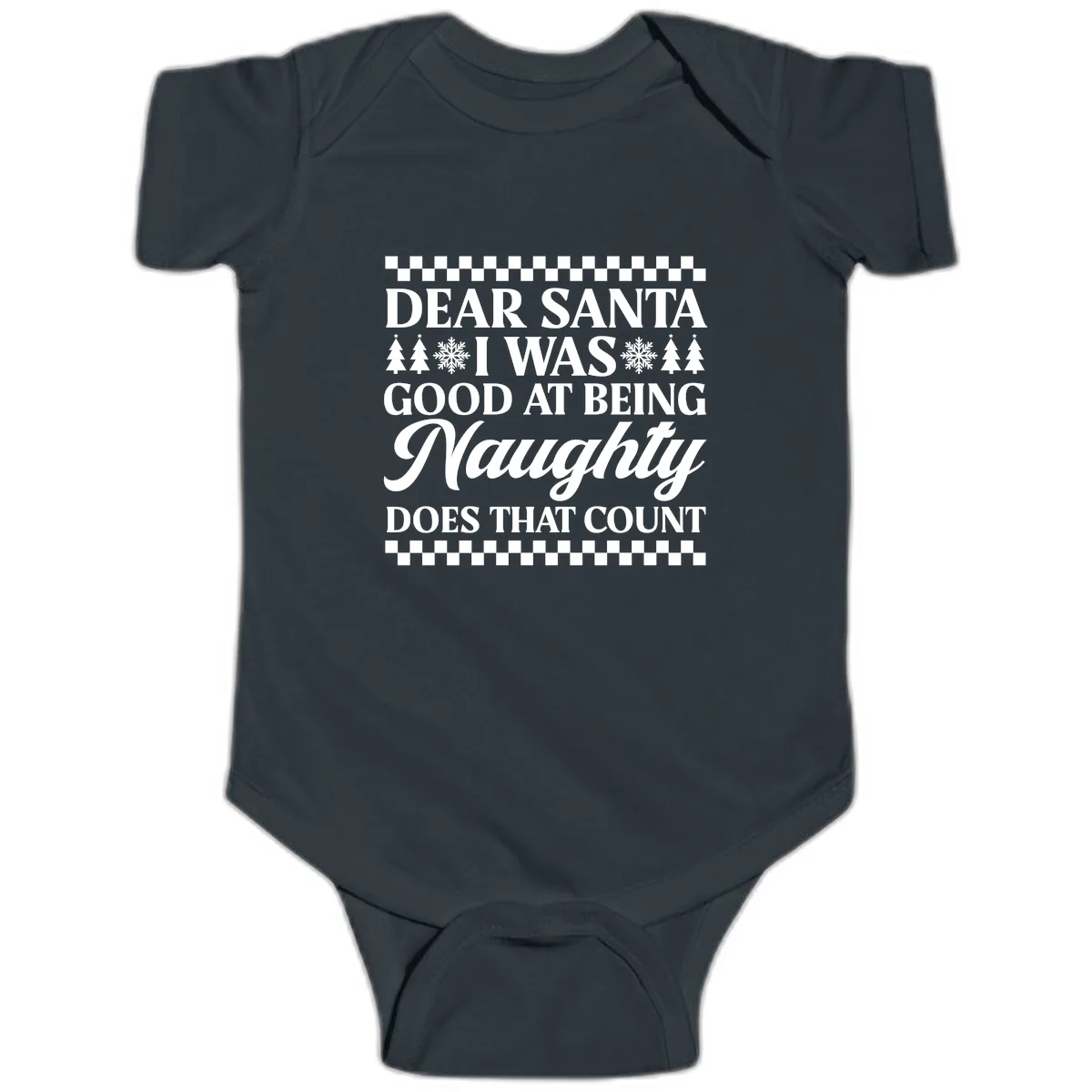 Dear Santa I Was Good At Being Naughty Baby Onesie in Black