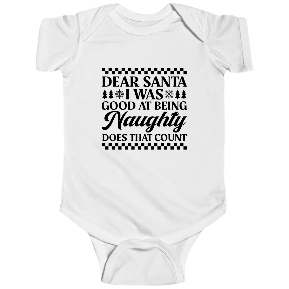 Dear Santa I Was Good At Being Naughty Baby Onesie in White