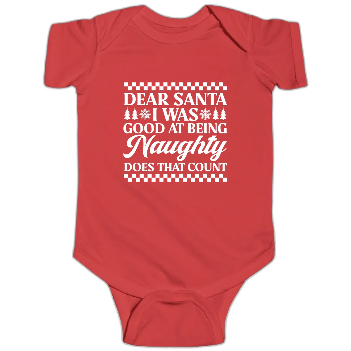 Dear Santa I Was Good At Being Naughty Baby Onesie in Red