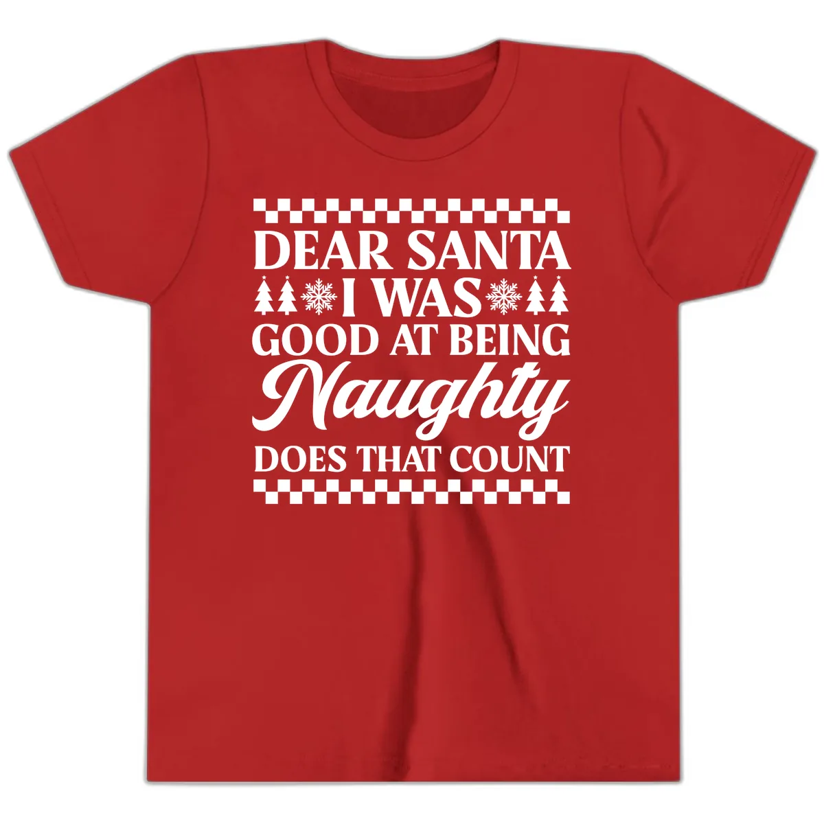 Dear Santa I Was Good At Being Naughty Youth T-Shirt in Red