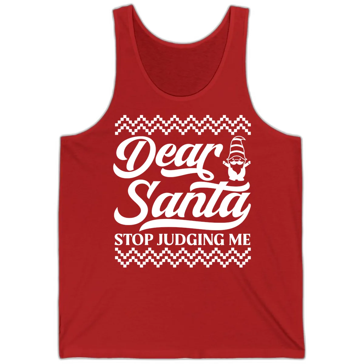 Dear Santa Stop Judging Me Gnome Tank in Red