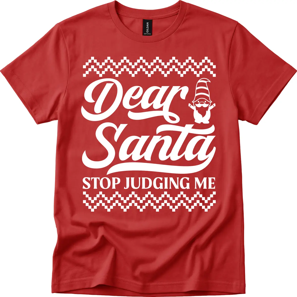 Dear Santa Stop Judging Me Gnome T-Shirt in Red