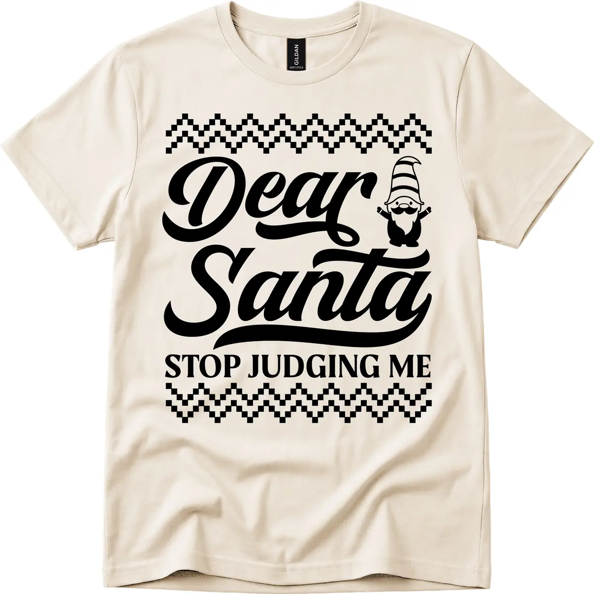 Dear Santa Stop Judging Me Gnome T-Shirt in Natural
