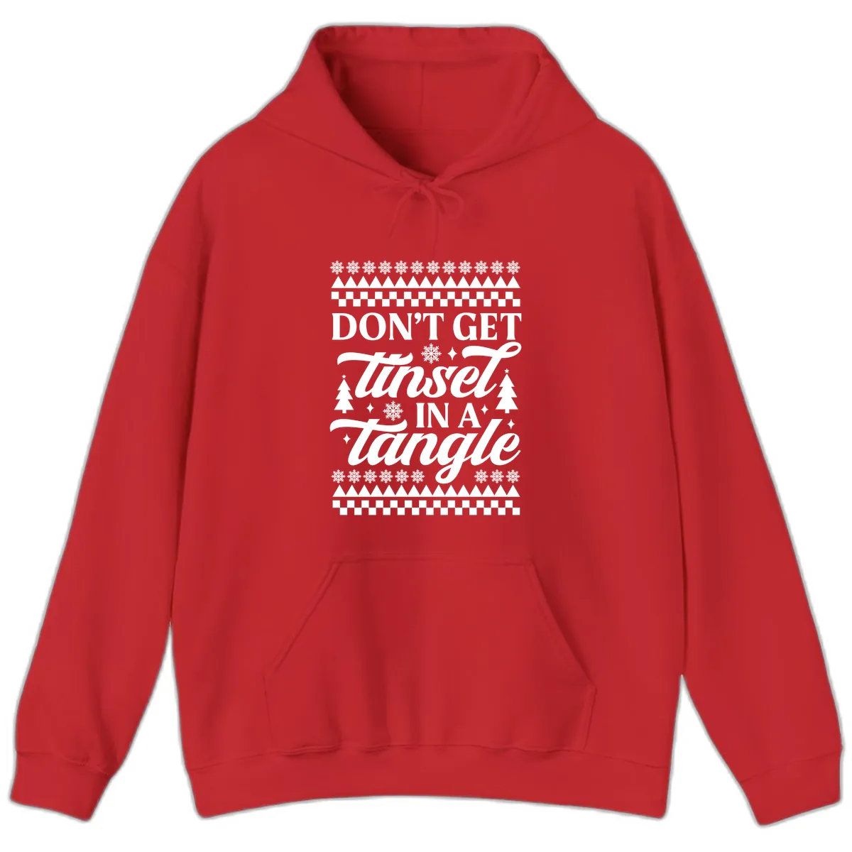 Don't Get Tinsel In A Tangle Hoodie in Red