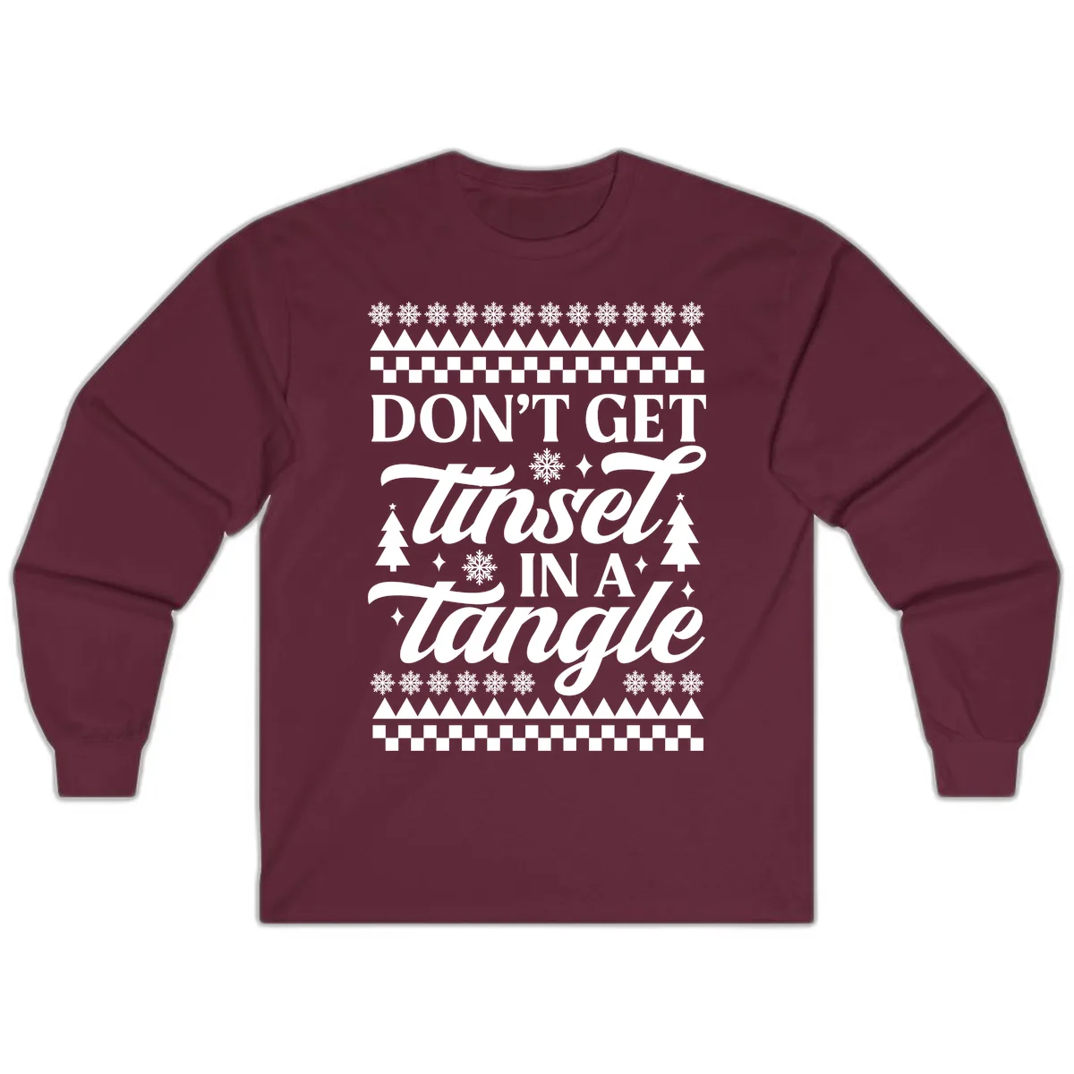 Don't Get Tinsel In A Tangle Long Sleeve in Maroon