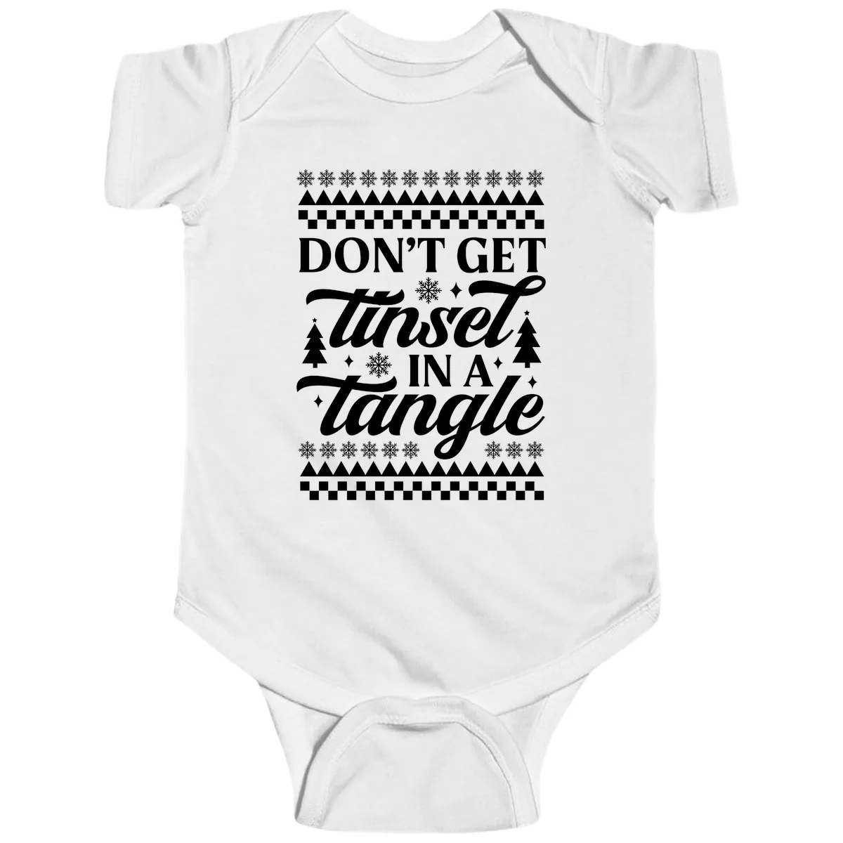 Don't Get Tinsel In A Tangle Baby Onesie in White