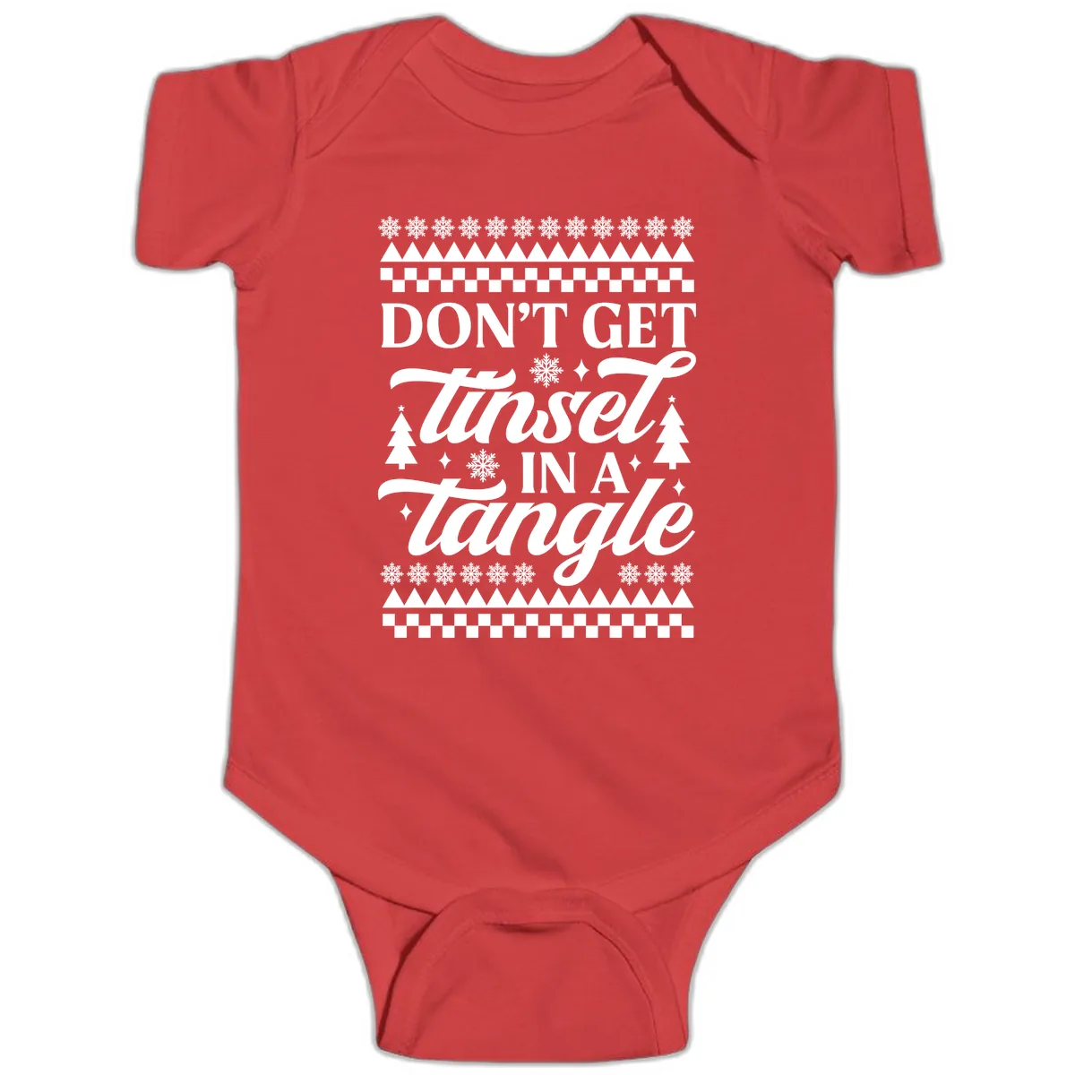 Don't Get Tinsel In A Tangle Baby Onesie in Red
