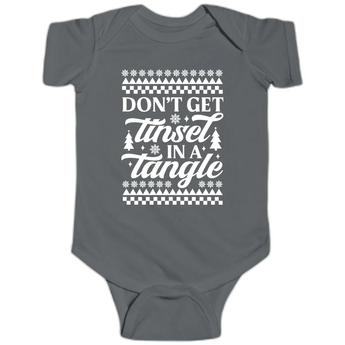 Don't Get Tinsel In A Tangle Baby Onesie in Charcoal