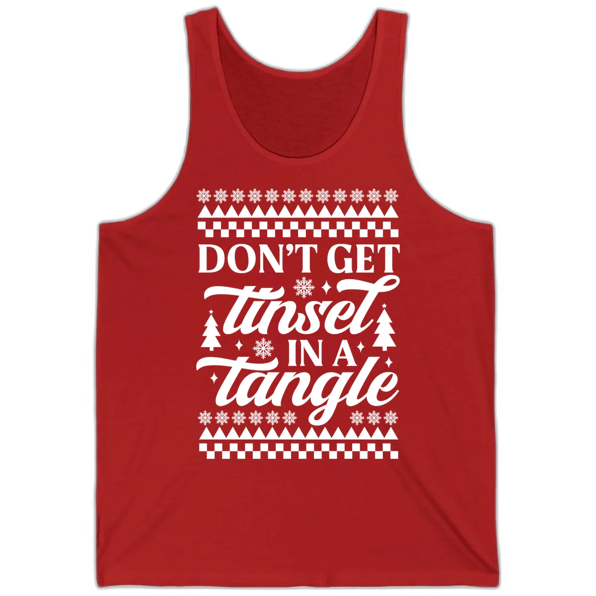Don't Get Tinsel In A Tangle Tank in Red